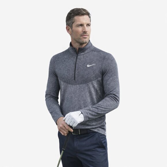 Nike Other - NIKE GOLF Dri-Fit Half Zip Top Shirt Long Sleeve Seamless Grey Blk Men's Medium